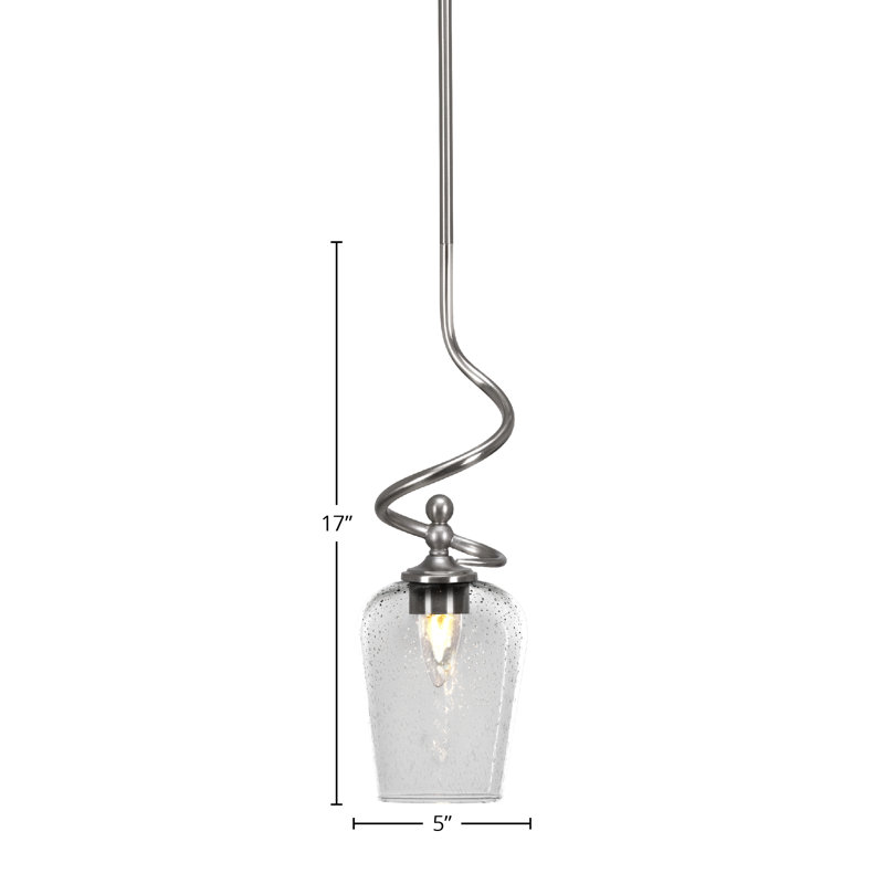 Mini-luminaire suspendu avec tige en verre transparent 5 po Rotherfield, Nickel brossé