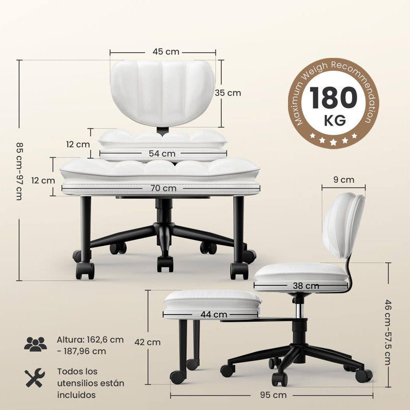 Big and Tall Office Chair,Ergonomic Cross-legged Swivel Chair, Adhd Chair Adjustable Height Meditation Cloud Chair With Back Support