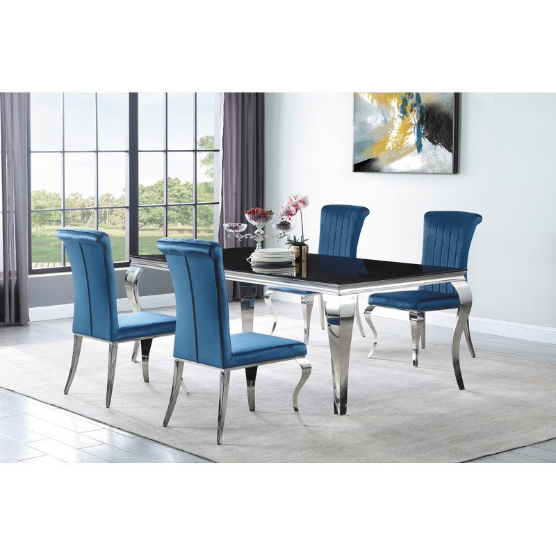 Ensemble de salle à manger rectangulaire L 60,6 po x l 37,4 po Kentavia, H 30 po x L 80,35 po x l 37,4 po, Marine