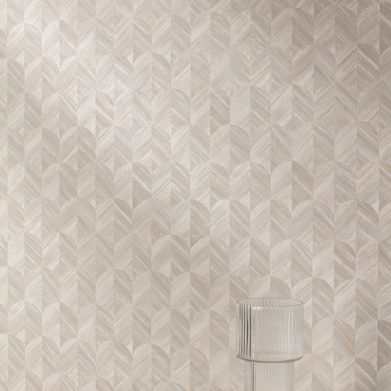 Surfaces Collection Geometric Prism Wallpaper Roll, Grey