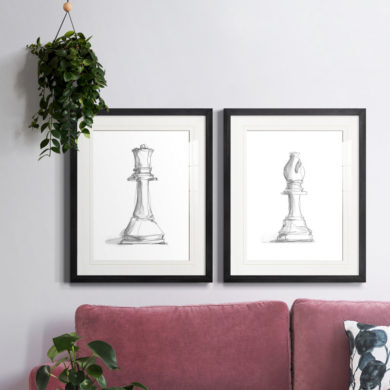 Chess Room Study III, reproduction encadrée de qualité supérieure - prête à être accrochée