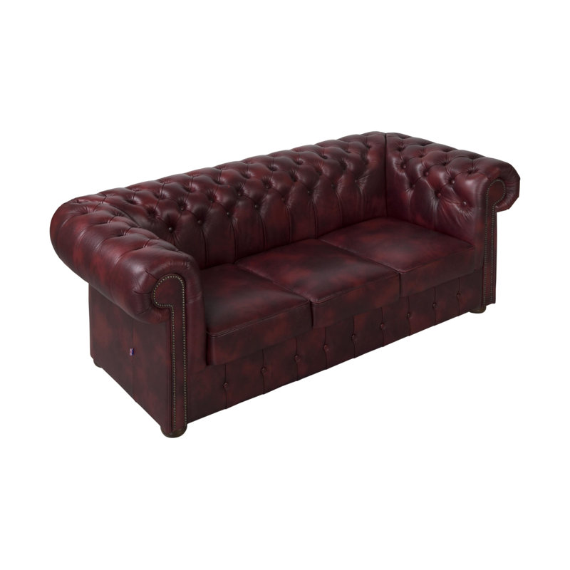 Tamico Genuine Leather Sofa, Cherry, 3