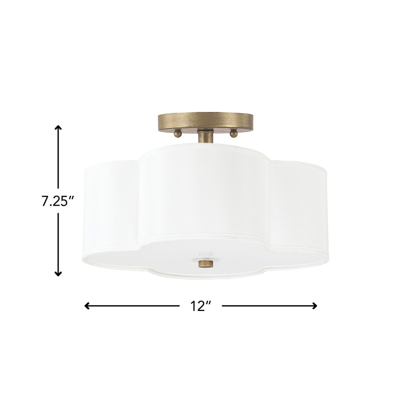Quinn Cotton / Cotton Blend Semi Flush Mount, 7.25" H x 12" W