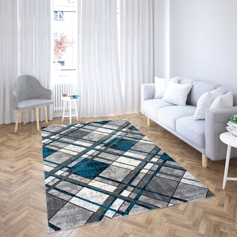 Tapis bleu Yamiah L''baiet Claire, Rectangle 8 pi x 10 pi