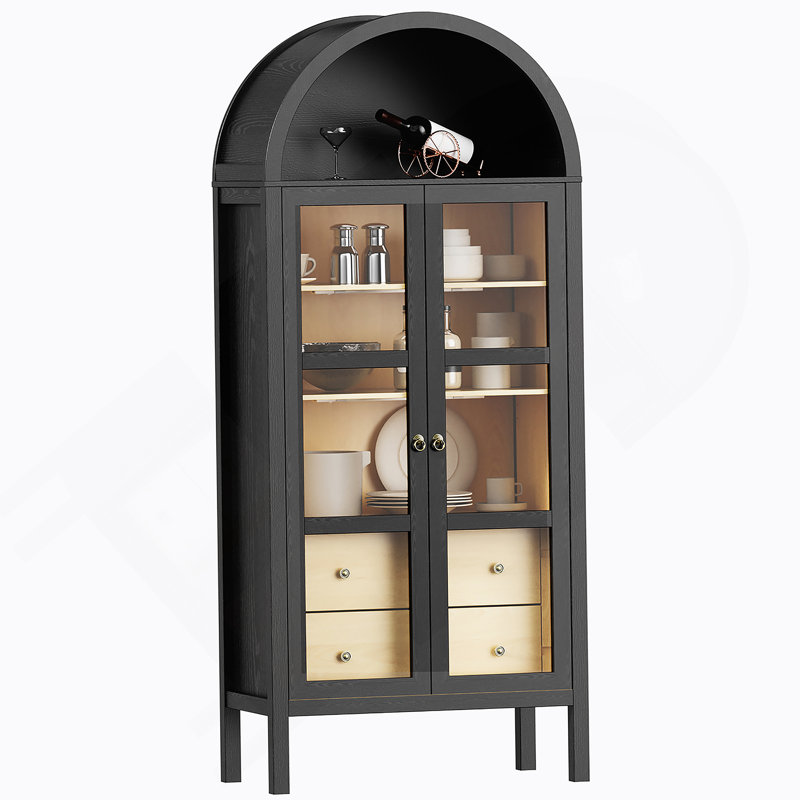 Armoire double en bois massif gris foncé Shaker, Black