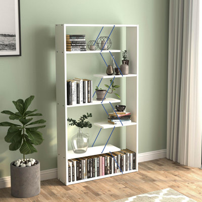 Furnish Home Store Wood Frame Etagere Open Back 6 Shelves Bookcase Industrial Bookshelf For Office And Living Rooms Modern Bookcases Large Bookshelf Organizer