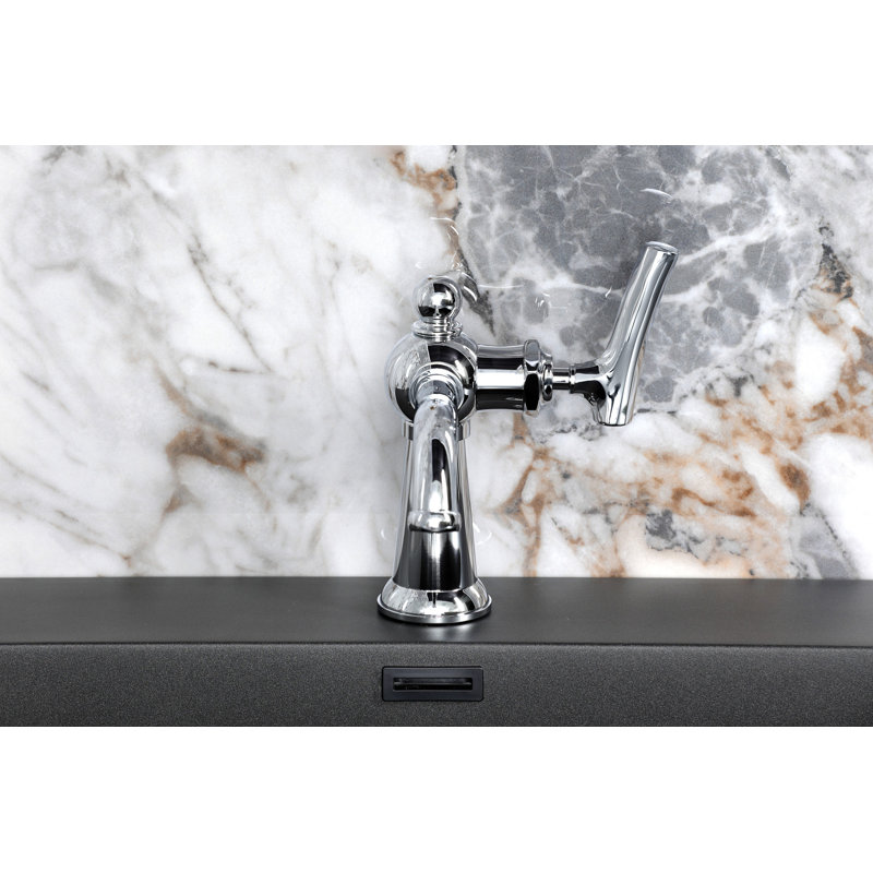 Robinet de salle de bain 1 trou à fixation sur le comptoir avec drain Kingston, Chrome poli