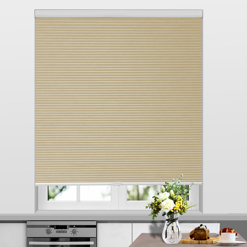 Store alvéolaire sans cordon occultant, Blanc / Beige, L 64 po x l 35 po