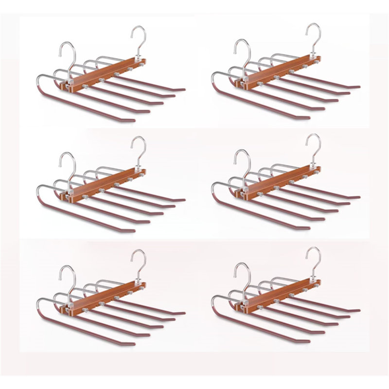 Porte-pantalons pliable en bois massif, 6