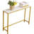 Console Table For Entryway, Faux Marble MDF Sofa Table With Golden Frame (Single Layer, White Marble)
