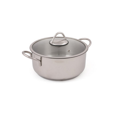 Premium 2-Piece Pot Set, 100% Stainless Steel, 10.2 x 10.2 x 3.1 inches | 114.0 Fl Oz Capacity | Dishwasher Safe, Silver Finish | Ideal for Cooking & Sautéing, Durable & Easy to Clean Design