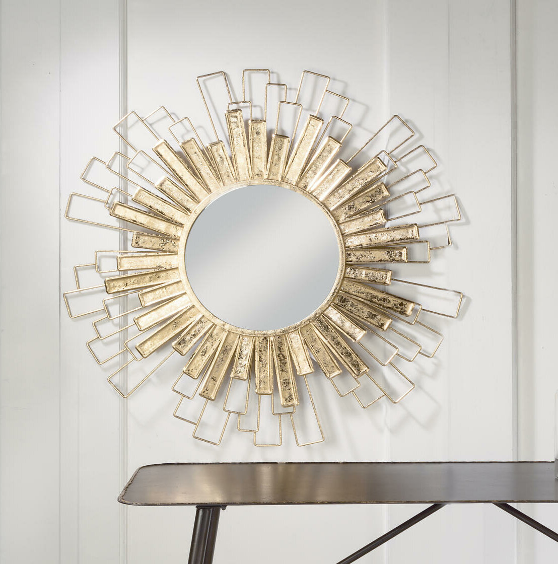 MCDFL Sun Mirror Gold Round Decorative Wall Sunburst Mirrors Home