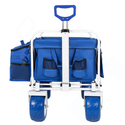 Beach Wagon Cart, 500lbs Heavy Duty Collapsible Folding Wagon, Oversized 150L, 9" PVC All-Terrain Wheels, Adjustable Handle, Cooler & Storage Bags for Beach, Camping, Garden & Outdoor Sports