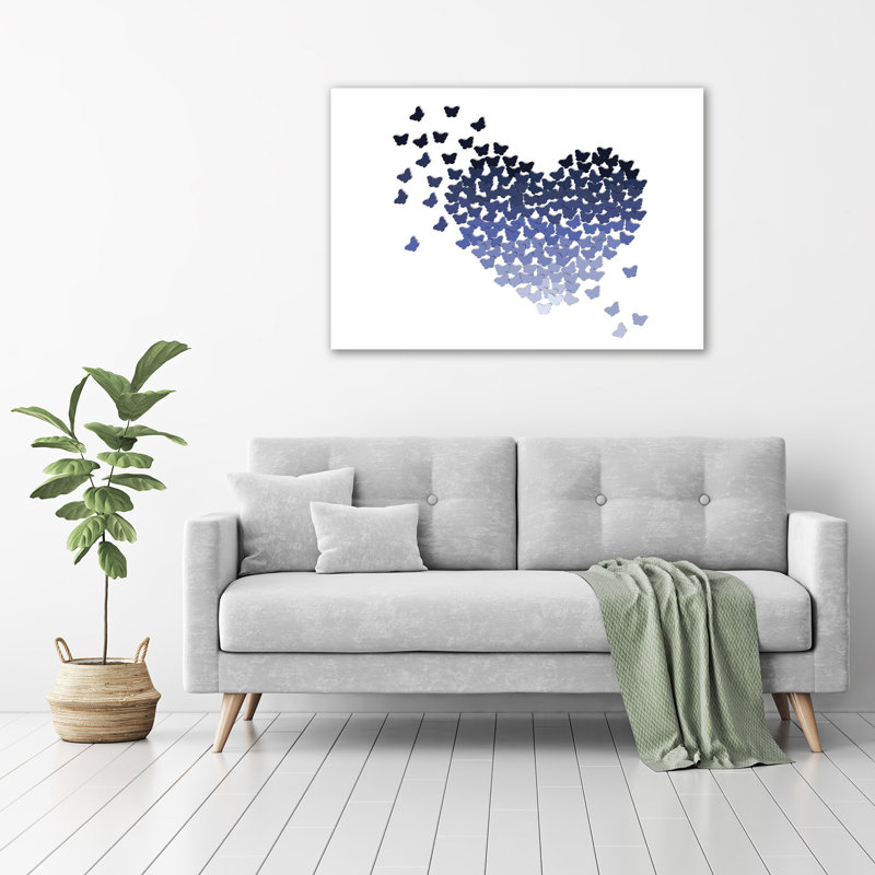 Heart From Butterflies - No Frame Print on Glass
