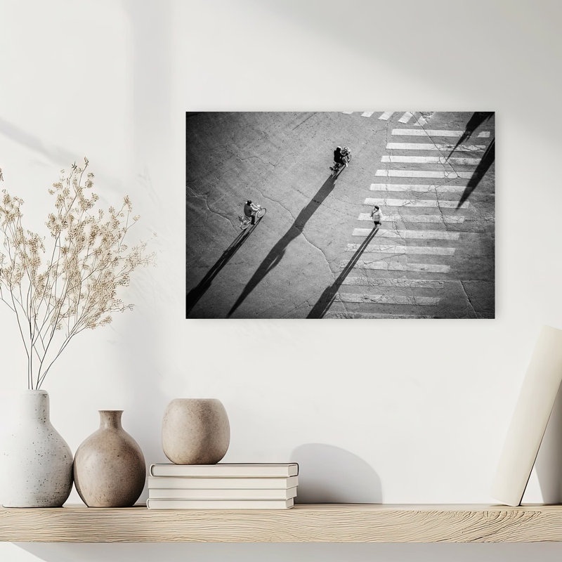 " Long Shadows Street Walk Dramatic Abstract Contemporary Zebra City Wall Art Print " by Zhou Chengzhou, H 12 po x l 18 po