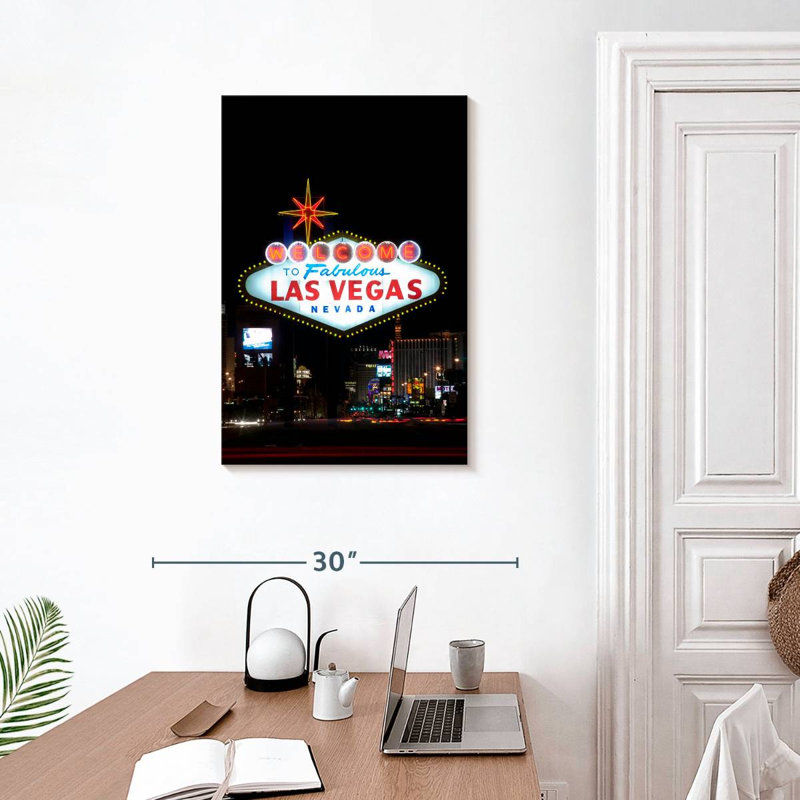 Panneau Aime Las Vegas la nuit, H 30 po x l 20 po