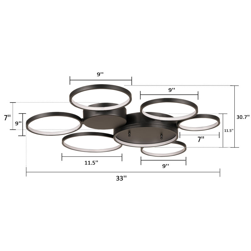 Abiona 6 - Light Matte Black LED Unique/Statement Pendant