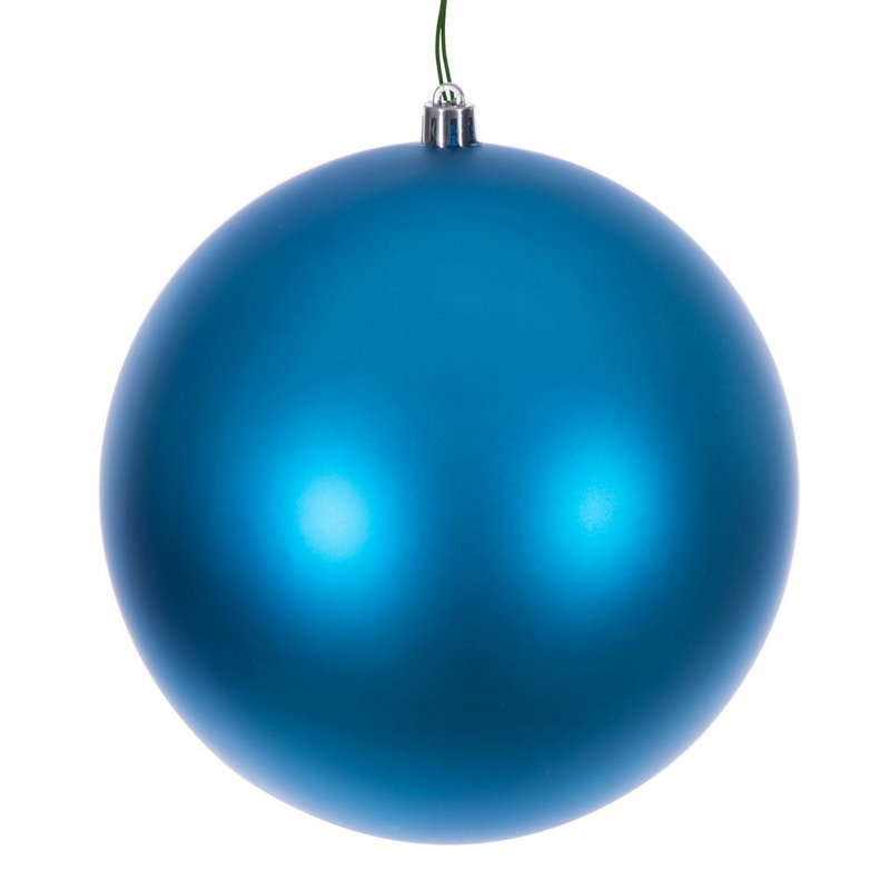  Boule 4 po turquoise transparente mat percée UV. Comprend 6 ornements par boîte.