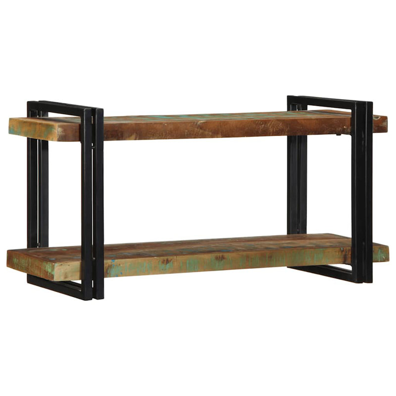  Tablette murale en bois récupéré massif multicolore, fer, H 17,7 po x l 35,4 po x P 13 po