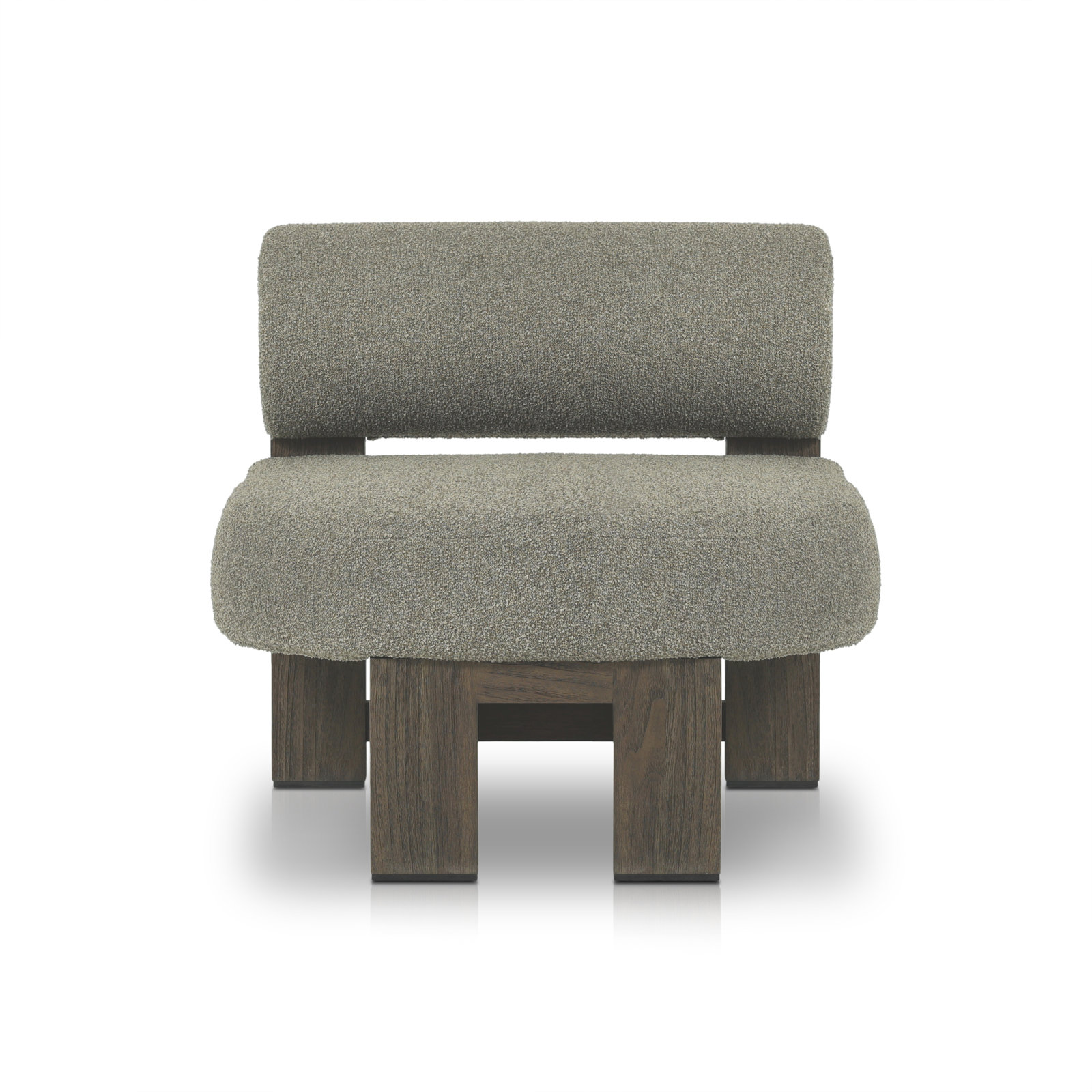 Teak Outdoor Armless Lounge Chair, Stained Saddle Brown, Medium Brown