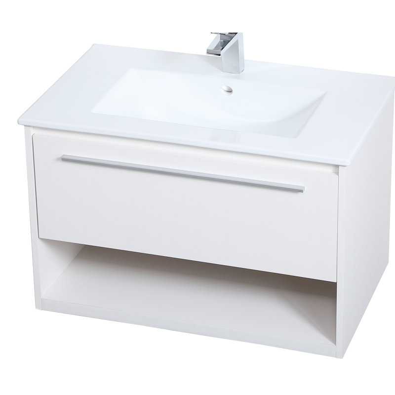 Kasper 30'' Single Bathroom Vanity with Porcelain Top, White
