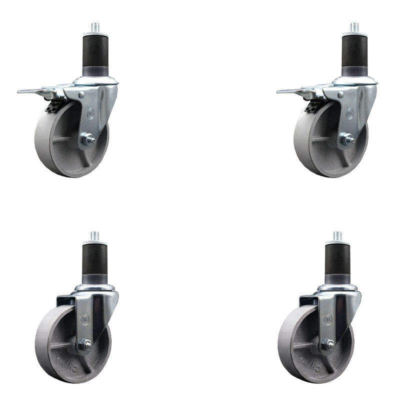 Ensemble de roulettes extensibles semi-pivotantes à 2 tiges, 4 po x 1-5 / 8 po