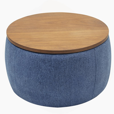 Round Storage Ottoman, 2 In 1 Function, Work As End Table And Ottoman