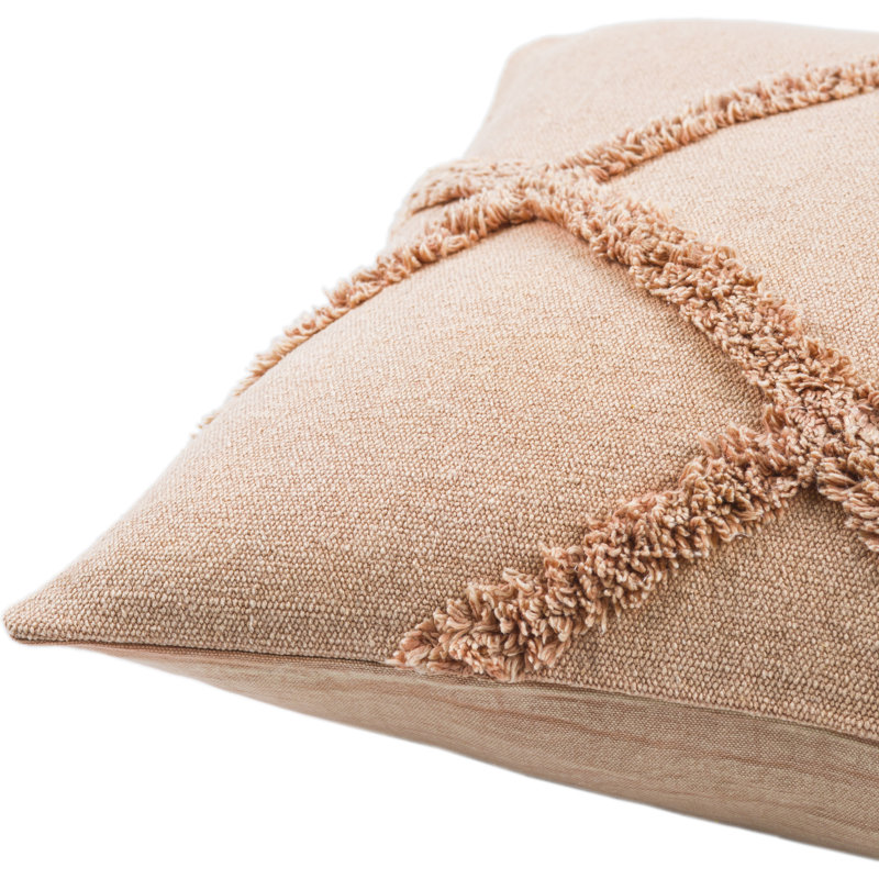 Sarah 20'' Peach Cotton Woven Square Pillow Cover