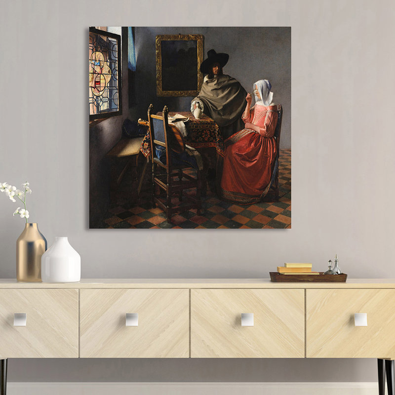 The Wine Glass by Johannes Vermeer - Wrapped Canvas Print, 90cm H x 90cm W x 4cm D