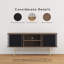 Buffet avec portes coulissantes, crédence Mid-Century moderne avec 2 portes tambour, armoire de rangement minimaliste pour le salon, console média avec rangement, noir noyer