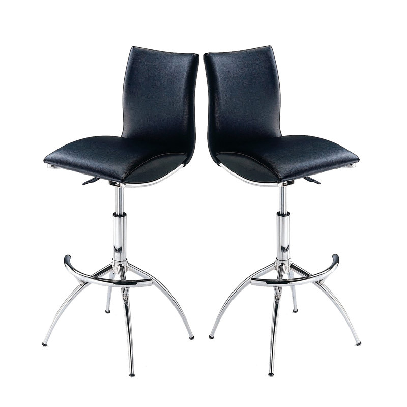 2 tabourets de bar réglables, style moderne noir, base, siège de 26 à 30 po de hauteur, facile à nettoyer et à ranger, recouvre un pu contemporain