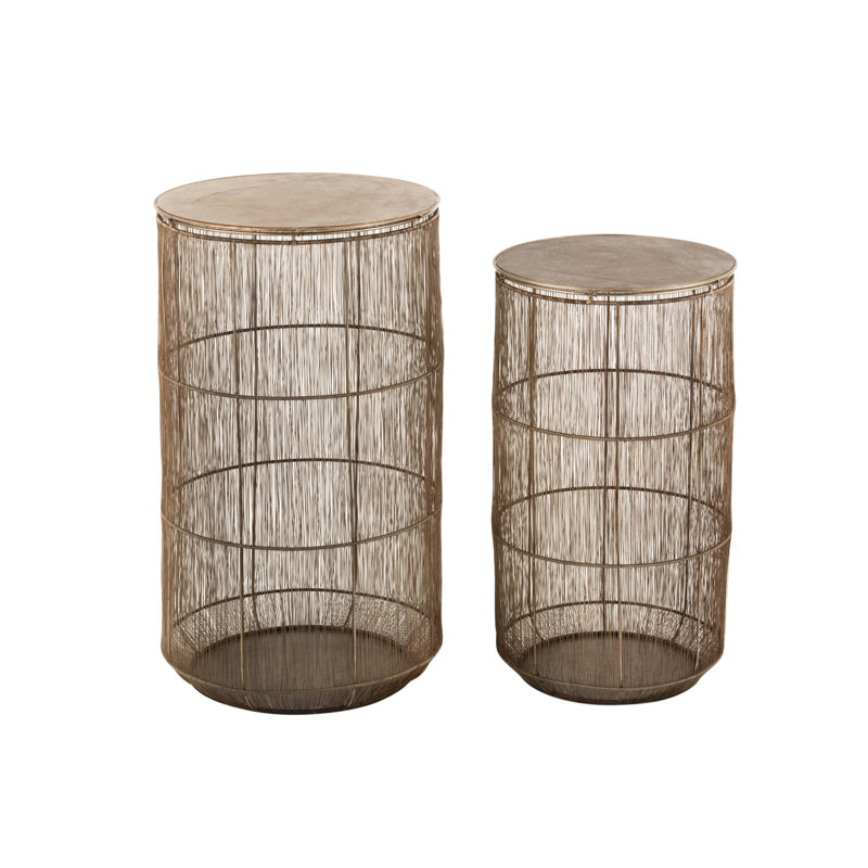 Wieland Tray Top Drum Side Table Set