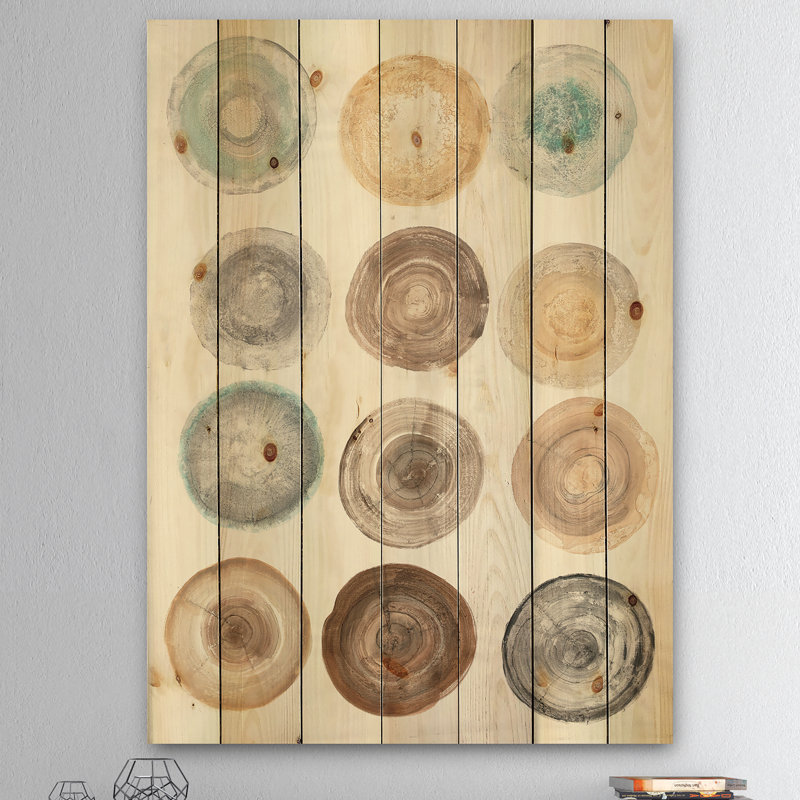 « geometric circles », impression sur bois, H 46 po x l 36 po x P 1,5 po
