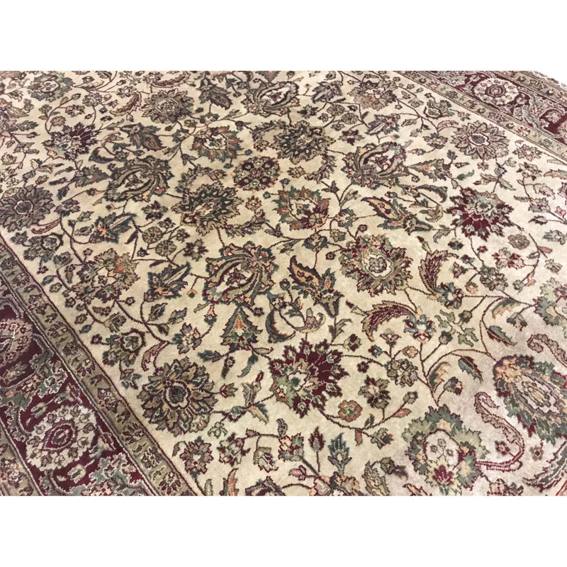 Tapis beige et vin noué à la main de haute qualité