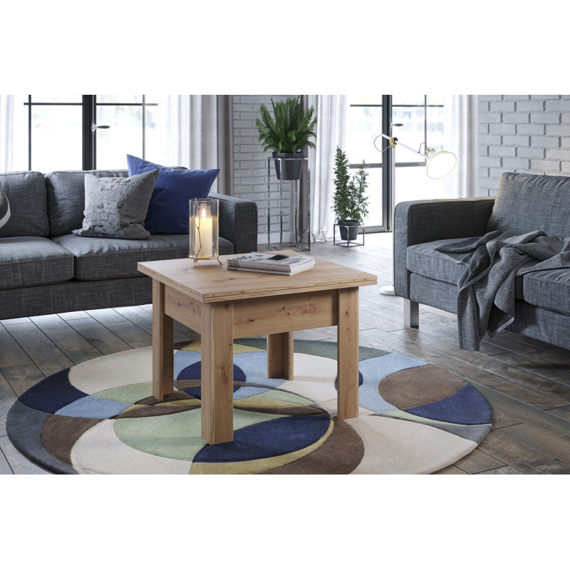 Epsilon Lift Top Extendable Frame Coffee Table, 77cm H x 70cm L x 70cm W, Oak