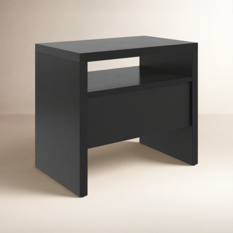 Sedona Solid + Manufactured Wood 26" Nightstand, Black