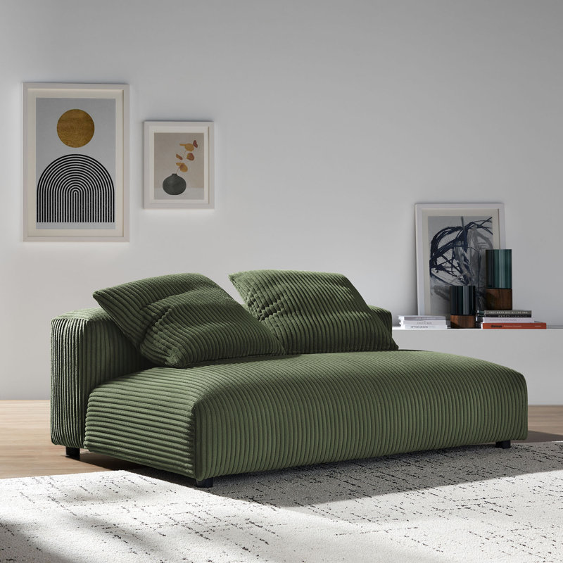 Causeuse modulaire rembourrée Solace, Velours fougère