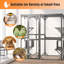 Catio extérieur de 71,3 po de hauteur avec toit, 3 plateformes de saut et 2 cabanes pour faire la sieste (gris)
