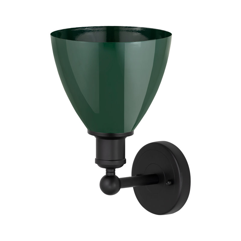 Plymouth Dome Armed Sconce, Matte Black, Green