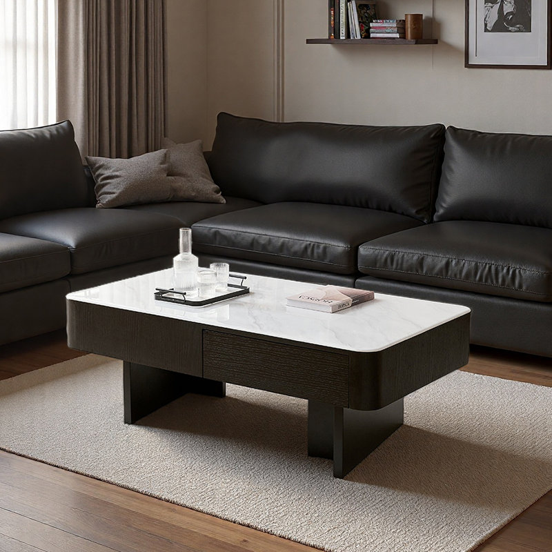 Table basse rectangulaire en pierre micro-cristalline