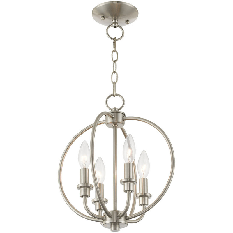 Lustre sphérique 4 lumières Aweys, Nickel brossé