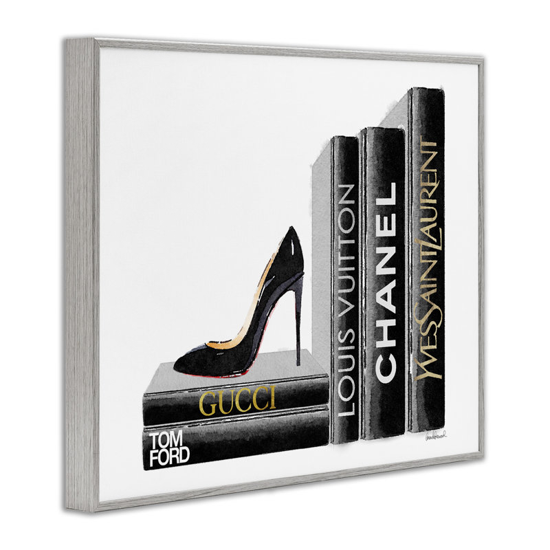 «High Fashion Book Shelf with Stilettos Heel», reproduction d'impression, H 14 po x l 11 po, Estampe numérique Farmhouse