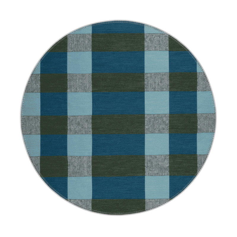 Tapis d'intérieur et d'extérieur à carreaux bleu