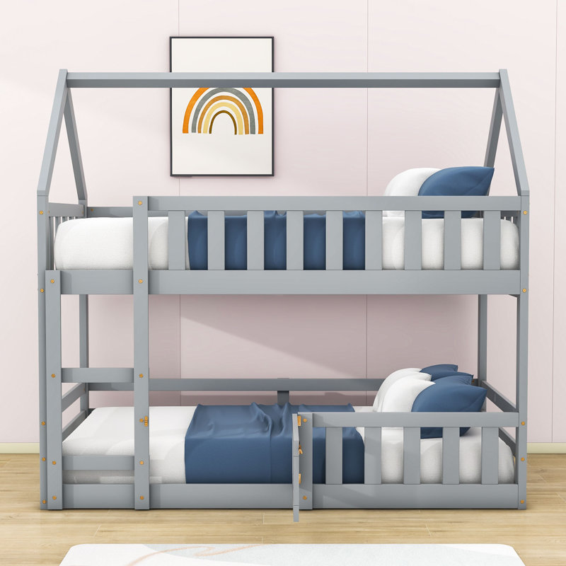 Salome Kids Twin Over Twin Bunk Bed, Gray