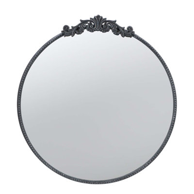 30 x 32 Inch Classic Round Mirror with Baroque Frame for Elegant Bathroom and Entryway Decor