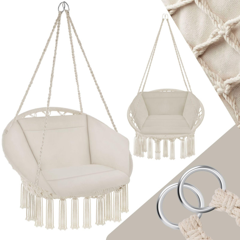 Hanging Egg Chair With Cushion, Beige