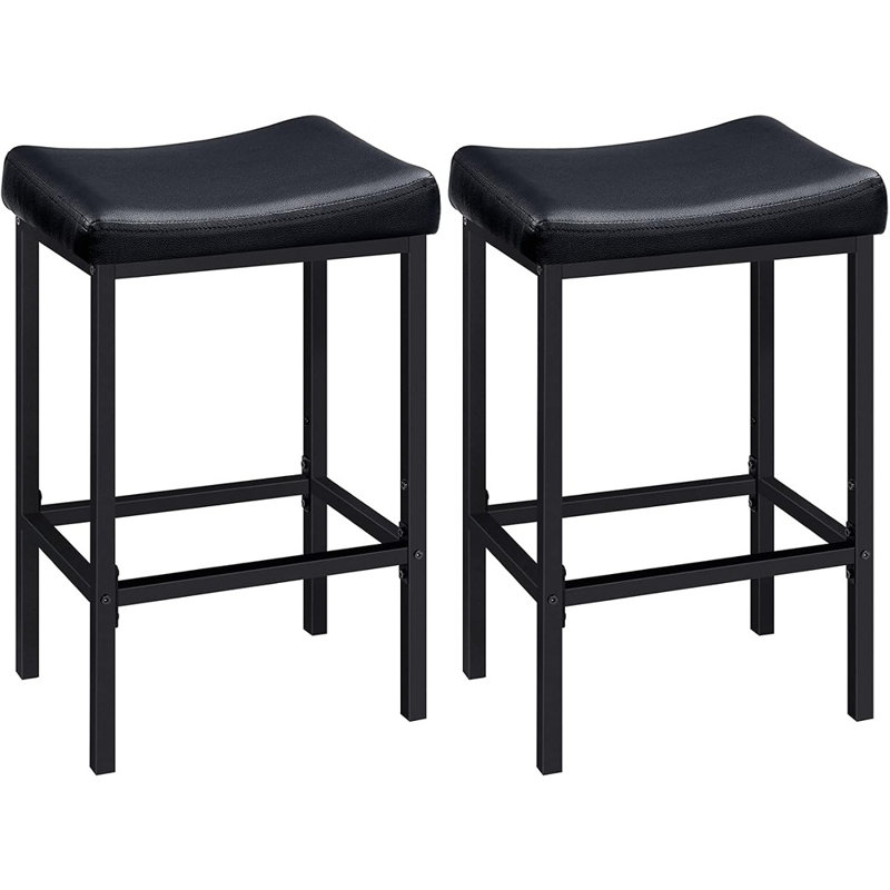 Ensemble de 2 tabourets de bar noirs rembourrés