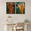 «Jungle Tiger», ensemble de 2 reproductions d'art mural audacieux sur la faune tropicale encadrée pour un décor éclectique de salon ou de bureau-119067836-119067837