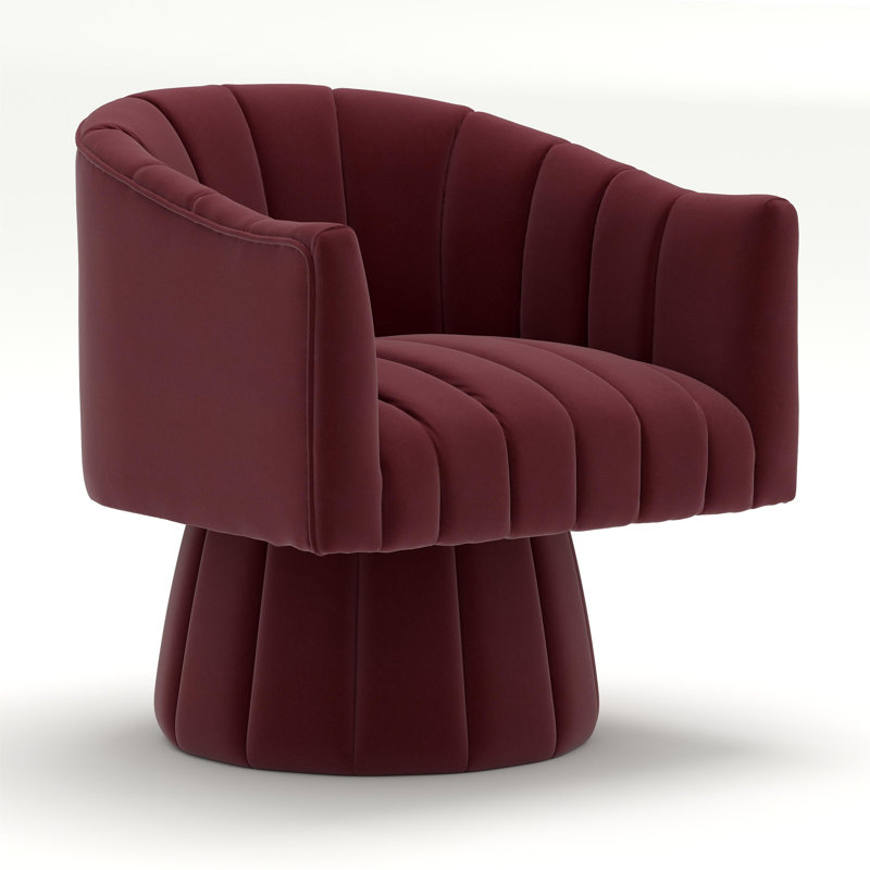 Izabell Velvet Swivel Barrel Chair, Izabell Red Velvet