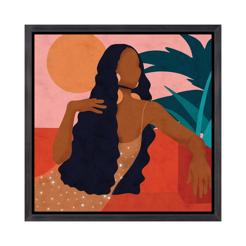 «Taraji» - Impression encadrée sur papier, H 37 po x l 37 po x P 1,5 po, Toile avec cadre noir patiné
